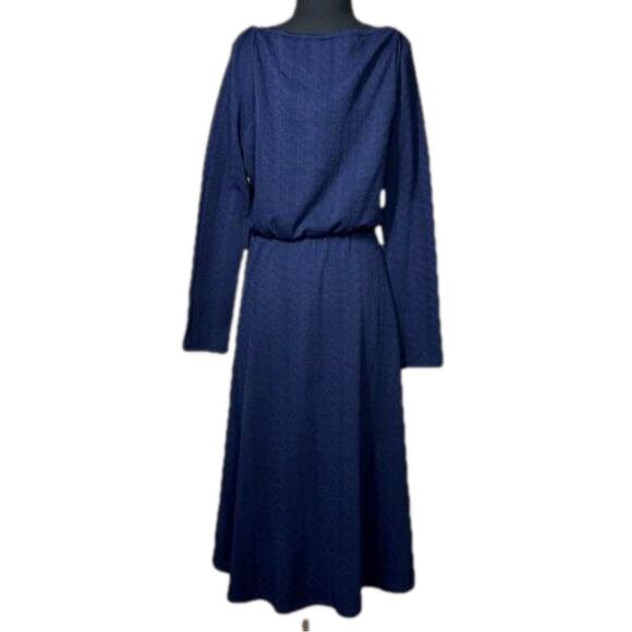 Julia Jordan Sweetheart Neck Long Sleeve Knit Dress Navy Blue Textured Size 14 - Picture 4 of 16